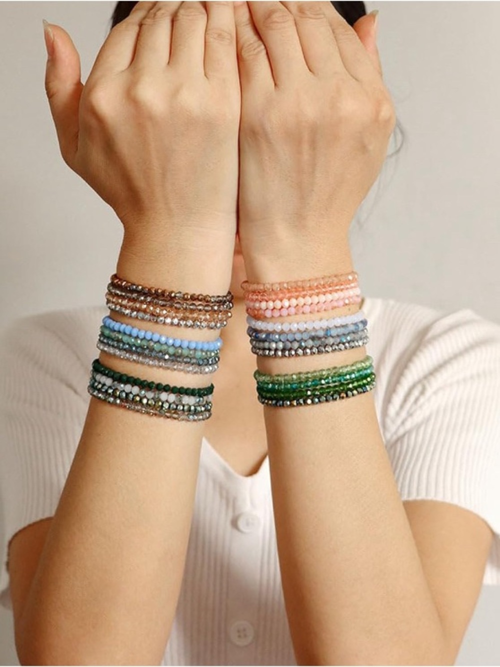 Multi-Color Beaded Stackable Bracelet Set - Women Jewelry